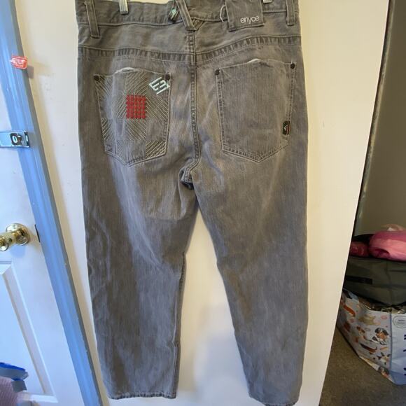 VTG Enyce Clothing Co Rap Straight Baggy Denim Jeans Men 34x31 Y2k Faded Gray - Picture 4 of 8